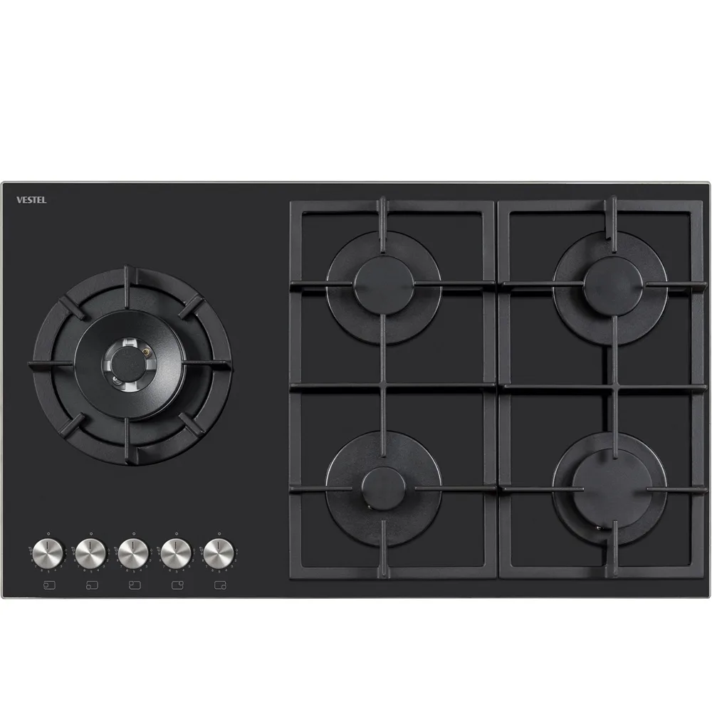Vestel AO-91159 S DG-W 90 cm 5 Gözü Gazlı (1 Gözü Wok'lu) Ankastre Ocak