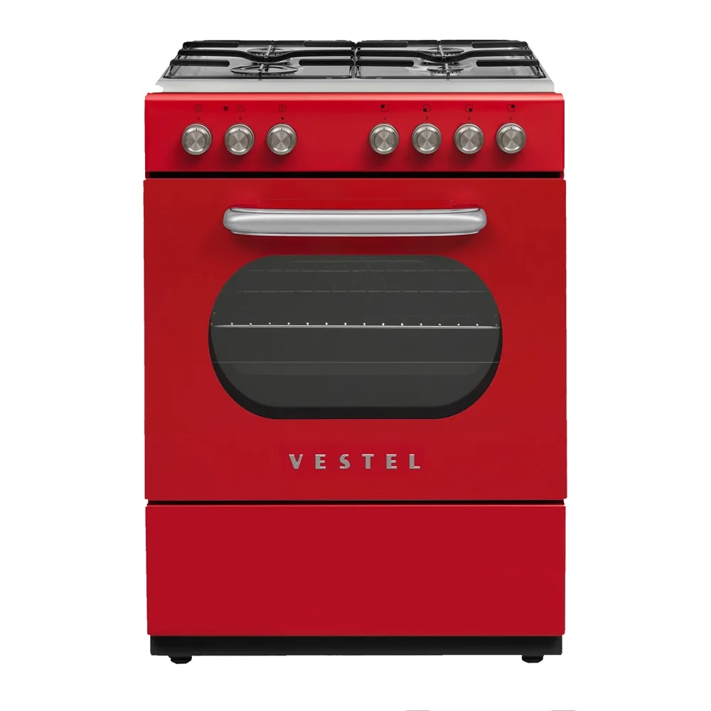 Vestel Retro SF 84011 DG Kırmızı 4 Gözü Gazlı A Enerji Sınıfı Solo Fırın